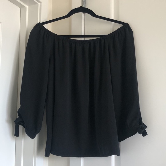 J. Crew Factory Black Off the Shoulder Blouse - Picture 2 of 4